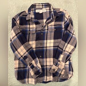 Old Navy Built-In Flex Blue Plaid Flannel Shirt Boys M (8)
